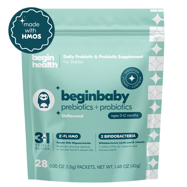 beginbaby 3 in 1 prebiotic and probiotic front pack